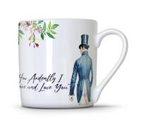 M & G Mustard & Gray Jane Austen Pride & Prejudice Mug - Fine Bone China Tea & Coffee Mug | Literary Gift with Classic Quotes | Book Lover Mug | Dishwasher Safe (How Ardently I Admire and Love You)