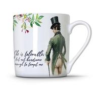 M & G Mustard & Gray Jane Austen Pride & Prejudice Mug - Fine Bone China Tea & Coffee Mug | Literary Gift with Classic Quotes | Elegant Book Lover Mug | Dishwasher & Microwave Safe (She is tolerable)