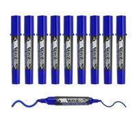 M&G Permanent Markers Dual Point Tip, 10 Pack Quick Dry Waterproof Fiber Tip Pens for Paper, Glass, Plastic, Wood, Stone, Metal Surface, Blue
