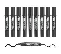 M&G Permanent Markers Dual Point Tip, 10 Pack Quick Dry Waterproof Fiber Tip Pens for Paper, Glass, Plastic, Wood, Stone, Metal Surface, Black