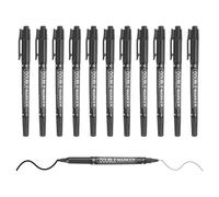 M&G Permanent Markers Dual Ultra Fine Point Tip(1.5mm+0.5mm), 12 Pack Quick Dry Waterproof Fiber Tip Pens for Paper, Glass, Plastic, Wood, Stone, Metal Surface, Black