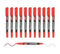 M&G Permanent Twin Markers Dual Ultra Fine Point Tip(1.2mm+0.5mm), 12 Pack Quick Dry Waterproof Fiber Tip Pens for Paper, Glass, Plastic, Wood, Stone, Metal Surface, Red