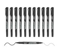 M&G Permanent Twin Markers Dual Ultra Fine Point Tip(1.2mm+0.5mm), 12 Pack Quick Dry Waterproof Fiber Tip Pens for Paper, Glass, Plastic, Wood, Stone, Metal Surface, Black