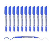 M&G Permanent Twin Markers Dual Ultra Fine Point Tip(1.5mm+0.5mm), 12 Pack Quick Dry Waterproof Fiber Tip Pens for Paper, Glass, Plastic, Wood, Stone, Metal Surface, Blue