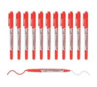 M&G Permanent Twin Markers Dual Ultra Fine Point Tip(1.5mm+0.5mm), 12 Pack Quick Dry Waterproof Fiber Tip Pens for Paper, Glass, Plastic, Wood, Stone, Metal Surface, Red