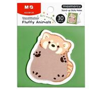 M&G Puffy Animal Sticky Notes, 30 Sheets, 3 x 2 Inch Cute Cartoon Memo Pads, Foldable Stand Self-Stick Notes for School Office Home, Red Panda