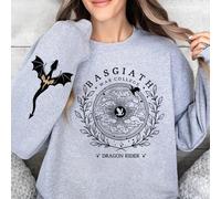 (M, gray) Basgiath War College Double-side Sweatshirt Fourth Wing Graphic Tee Fly or Die Shirt Vintage Pullover Bookish Hoodie Sweatshirt
