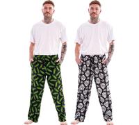 (M, Green/Black/White) Rick And Morty Mens Lounge Pants (Pack of 2)