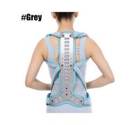 (M, Grey) Metal Full Back Brace Posture Corrector Men Women Upper Back Straightener