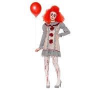 (M, Grey/Red) Smiffys Womens/Ladies Clown Vintage Costume Set