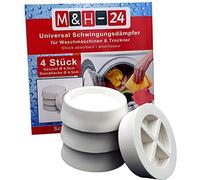 M&H-24 Vibration Damper Pad for Washing Machines & Dryer - Universal Anti Vibration Replacement Part Accessories Rubber Damper Pads White Pack of 4