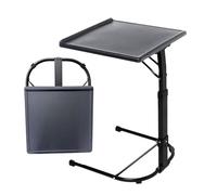 M&H Black laptop desk, Folding Laptop Table, Foldable & Adjustable Laptop Table, c shaped side overbed table Adjustable Height and Tilt Angle Option, standing desk with Metal legs for Home Office