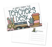 m&h invites Desk Doodle Teacher Postcards - 50 Pack Positive Notes Home for Parents & Students - Elementary & Middle School Classroom Incentives - Communication Cards - Classroom Supplies