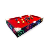 M&H LED Championship Pool Table Set | Portable 20-Inch Mini Pool Game with Illuminated Pockets | Perfect for Kids, Family, and Man Cave Fun | Includes Cues, Balls, and Accessories