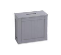 M&H Wooden Bathroom Storage Unit, Toilet Cleaning Tidy Box, Multi-Purpose Compact Organiser, Floor Cabinet, Toilet Caddy Storage Box (37 x 17 x 33) cm (Grey)
