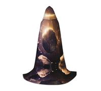 M Halloween Hooded Cape – Unisex Adult Cosmic Shining Planet Print Costume Cape – Perfect for Cosplay, Party, Carnival