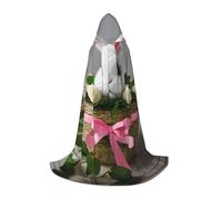 M Halloween Hooded Cape Bunny Rosette Print for Adults - Unisex Costume Accessory for Parties, Carnivals, and More