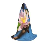 M Halloween Hooded Cape pink almond blossom Print for Adults - Unisex Costume Accessory for Parties, Carnivals, and More