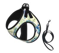 M Harness Dragonflies and Flowers Print Vest for Small Dogs and Cats | Light Puppy Breathable Mesh Reflective Training Walking Adjustable Circumference Cat Comfort
