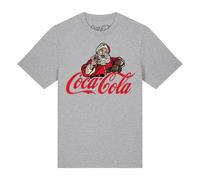(M, Heather Grey) Coca-Cola Unisex Adult Santa Logo T-Shirt