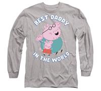 (M, Heather Grey) Peppa Pig Unisex Adult Best Daddy In The World Heather Long-Sleeved T-Shirt