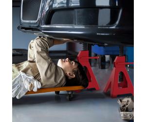 (M) HOMCOM Axle Stands, Adjustable Car Jack Stands, Pack of 2, Red