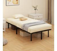 (M) HOMCOM Bed Frame, Metal Platform Bed Frame with 28 Wood Slats