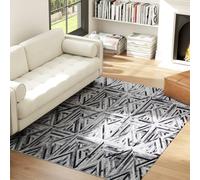 (M) HOMCOM Non-Slip Washable Rug, Chenille Floor Carpet for Living Room, Black