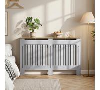 HOMCOM Radiator Cover Painted Slatted MDF Cabinet Lined Grill 152x19x81cm, Grey