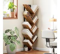 Freestanding Tree Bookshelf, Industrial Bookcase with Steel Frame, Rustic Brown HOMCOM Brown One Size