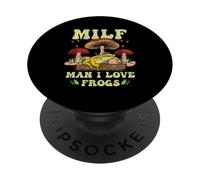 M I L F Man I Love Frogs Vintage Frog And Fungi Mushroom PopSockets Adhesive PopGrip