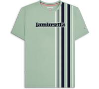 (M, Iceberg Green) Lambretta Mens Multi Stripe Short Sleeve Crew Neck Cotton T-Shirt Top Tee