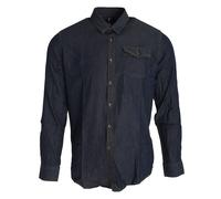 (M, Indigo Denim) Premier Mens Jeans Stitch Long Sleeve Denim Shirt