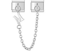 M Initial Letter Name Alphabet Safety Chain Silver 9mm Italian Charm Compatible With 9mm Bracelet