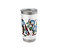 M Initial Monogram Floral Bridesmaid Alphabet Morning Glory Stainless Steel Insulated Tumbler