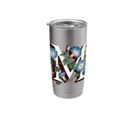 M Initial Monogram Floral Bridesmaid Alphabet Morning Glory Stainless Steel Insulated Tumbler