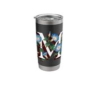 M Initial Monogram Floral Bridesmaid Alphabet Morning Glory Stainless Steel Insulated Tumbler