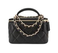 M-ioi-M Small Mini Quilted Lambskin Vanity Purse Crossbody Bag for Women | Soft quilted lambskin leather vanity case with top handle and chain strap for crossbody, shoulder or evening wear