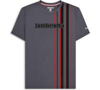 (M, Iron) Lambretta Mens Multi Stripe Short Sleeve Crew Neck Cotton T-Shirt Top Tee