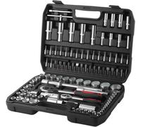 M.J COMFY-LIFE 108-Piece Professional Socket Set - 1/4" & 1/2" Drive SAE & Metric Ratchet Wrenches, S2 Steel Bits, CR-V Mechanics Tool Kit for Car, Motorcycle, Home DIY & Workshop Repair