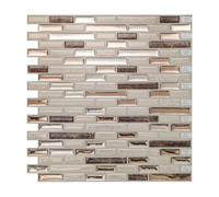 M.J COMFY-LIFE 10pcs Golden Mosaic 3D Self-Adhesive Wall Tiles, Heat Resistant and Peelable Kitchen Backsplash Tiles, Waterproof Bathroom Wall Tile Stickers (10pcs 12x12 inch Golden Mosaic)