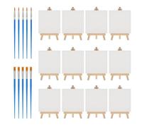 M.J COMFY-LIFE 12 Pack 10X10cm Mini Canvas Art Boards & Easels & Brushes Sets Canvases Boards