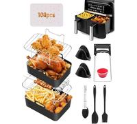 M.J COMFY-LIFE 12pcs Air Fryer Accessories, Air Fryer Liner for Ninja AF300UK AF400UK & Tower T17088, Reusable Silicone Air Fryer Liner, Racks