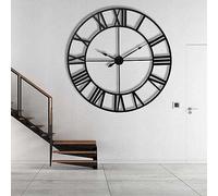 M.J COMFY-LIFE 15.75in-40CM Vintage Metal Wall Clock, Silent Non-Ticking Roman Numerals Clock for Living Room, Bedroom, Kitchen, Office, and Outdoor Decor (Black)