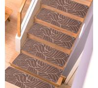 M.J COMFY-LIFE 15 PCS Stair Tread Pads Stair Mats Carpet Non-slip Step Protectors - 65x20cm Reusable Stair Runner Rugs Covers Stair Protection Mats for Home Indoor Pets Kids Elders (Brown, 15pcs)