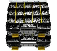 M.J COMFY-LIFE 1575 PCS Premium Hardware Assortment Kit, Stainless Steel Phillips Pan Head & Flat Head Screws with Assorted Nuts Bolts Washers, Heavy Duty Stackable Organizer Case (yellow)