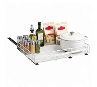 M.J COMFY-LIFE 1pcs Pull Out Cabinet Organizer, Adjustable Expandable Slide Out Drawer, Roll-Out Sliding Drawer Organiser Shelf for Kitchen & Bathroom Storage,with Adhesive Film (White A)