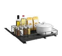 M.J COMFY-LIFE 1pcs Pull Out Cabinet Organizer, Adjustable Expandable Slide Out Drawer, Roll-Out Sliding Drawer Organiser Shelf for Kitchen & Bathroom Storage,with Adhesive Film (Black A)