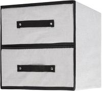 M.J COMFY-LIFE 2-Layer Fabric Storage Drawer Unit - Foldable 2-Drawer Storage Box Organizer for Clothing, Home & Wardrobe Cotton Linen Storage Bins for Shelves