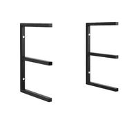 M.J COMFY-LIFE 2 Pcs Heavy Duty Lumber Storage Rack Wall Mount Wood Organizer for Garage and Workshop Steel Utility Shelf Indoor & Outdoor Use for Pipes Ladders Plywood (Black, 3-Level)